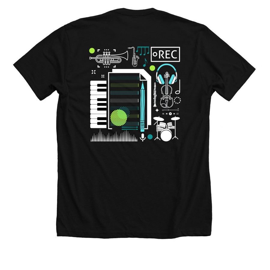 Instrumental Music Apparel, a Solid Black Blend Premium Unisex Tee (back-view)