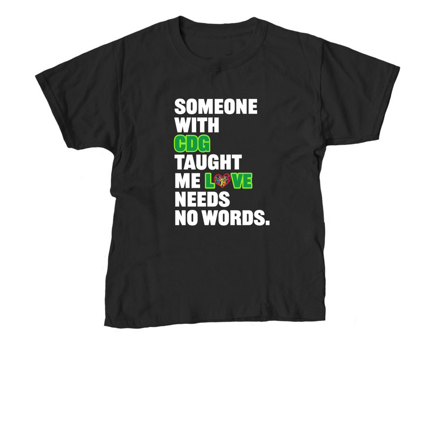 Love Needs No Words, a Black Youth Unisex Tee