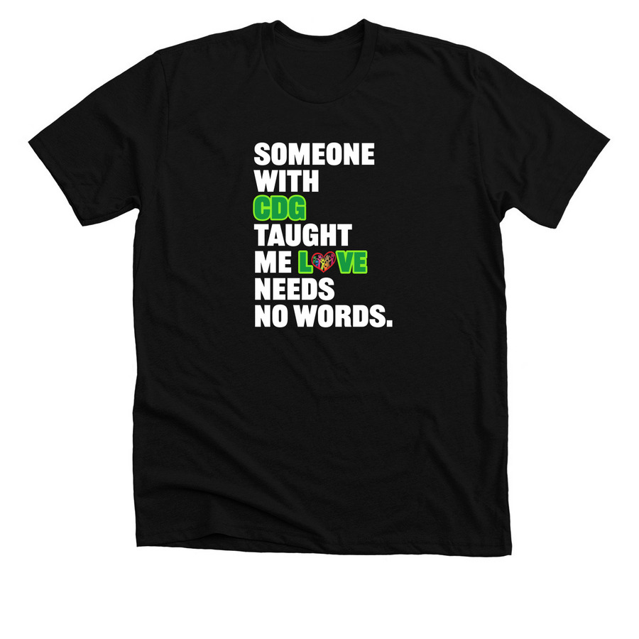 Love Needs No Words, a Solid Black Blend Premium Unisex Tee