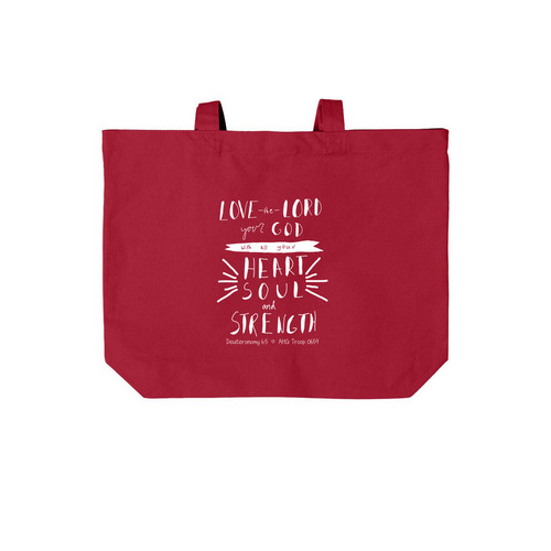 AHG Troop Tote Bag, a Deep Red Cotton Canvas Tote Bag