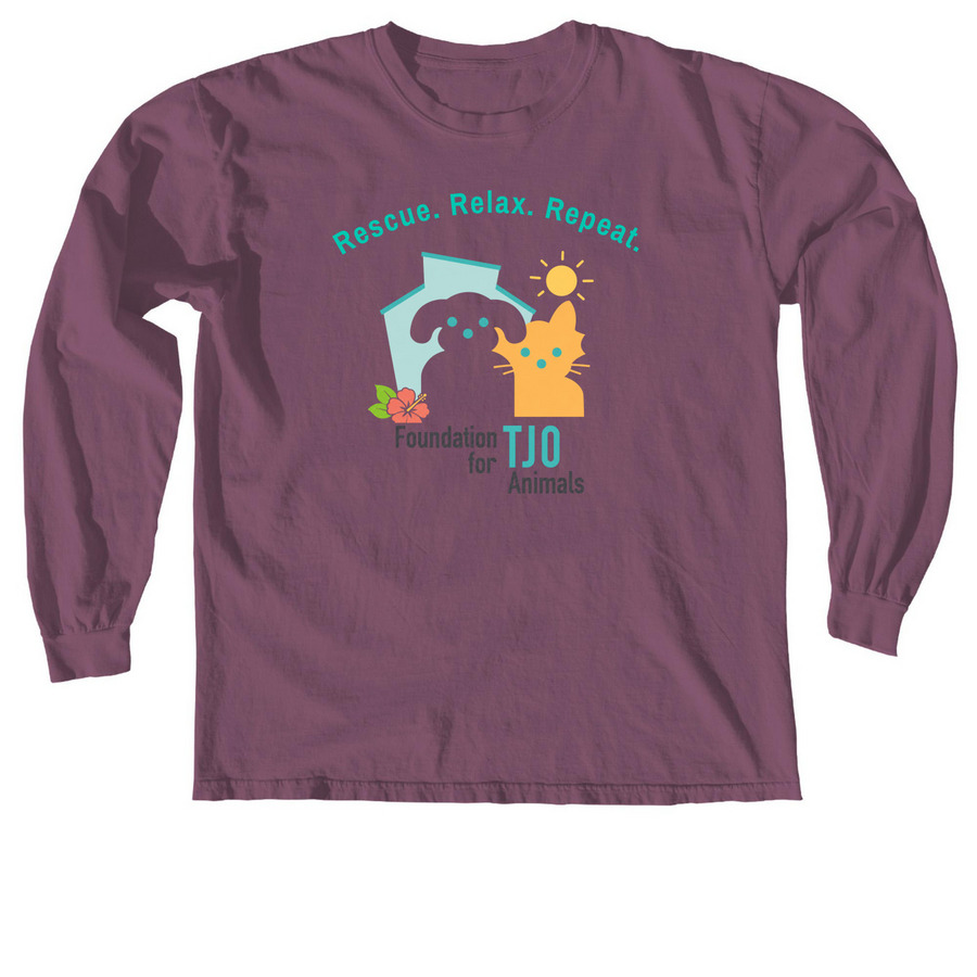 Rescue. Relax. Repeat., a Berry Comfort Colors Long Sleeve Tee