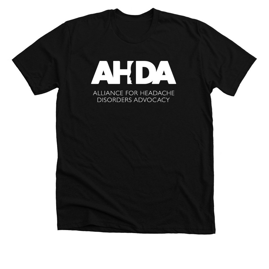 AHDA White Logo, a Solid Black Blend Premium Unisex Tee