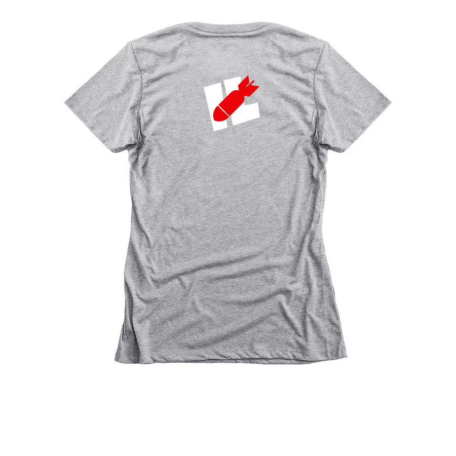 Bomber, a Dark Heather Grey Women's Slim Fit Tee (back-view)