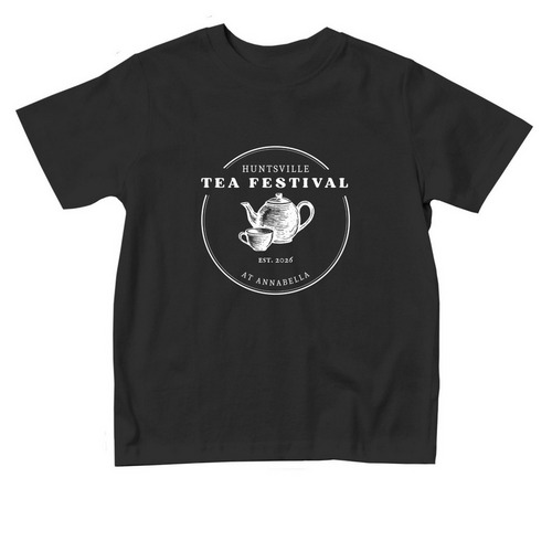 Toddler Tea Festival T-shirt: White Font, a Black Toddler Tee