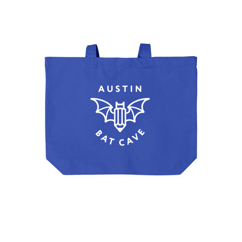 Austin Bat Cave Tote Bag, a True Royal Cotton Canvas Tote Bag