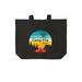 Camp Fire Alaska- Retro Sunset, a Deep Black Cotton Canvas Tote Bag