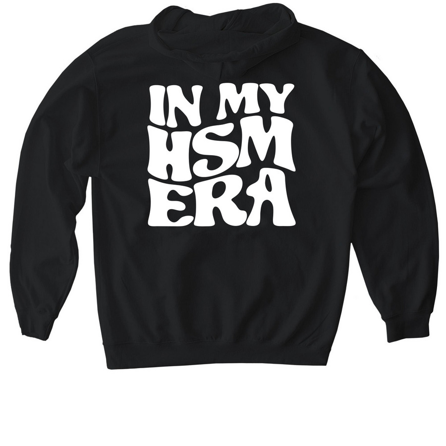 In My HSM Era - White Design, a Black Gildan Softstyle Pullover Hoodie (back-view)