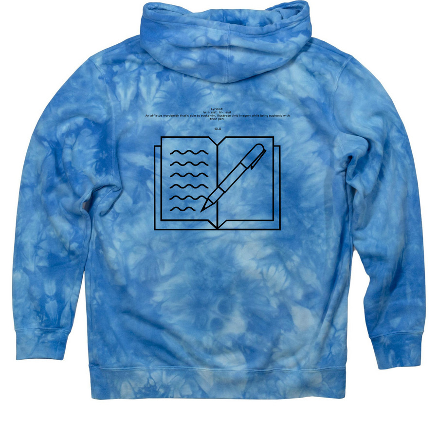 GREAT LYRICISTS ONLY PODCAST&nbsp;, a Aqua Blue Tie Dye Pullover Hoodie (back-view)