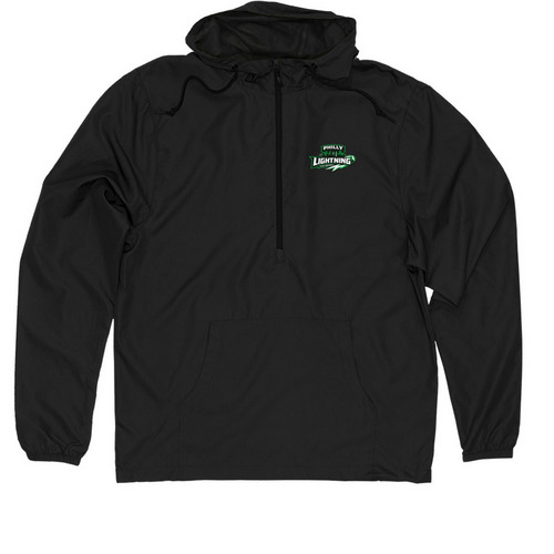 Lightning Windbreaker (skyline logo), a Black Quarter-Zip Windbreaker
