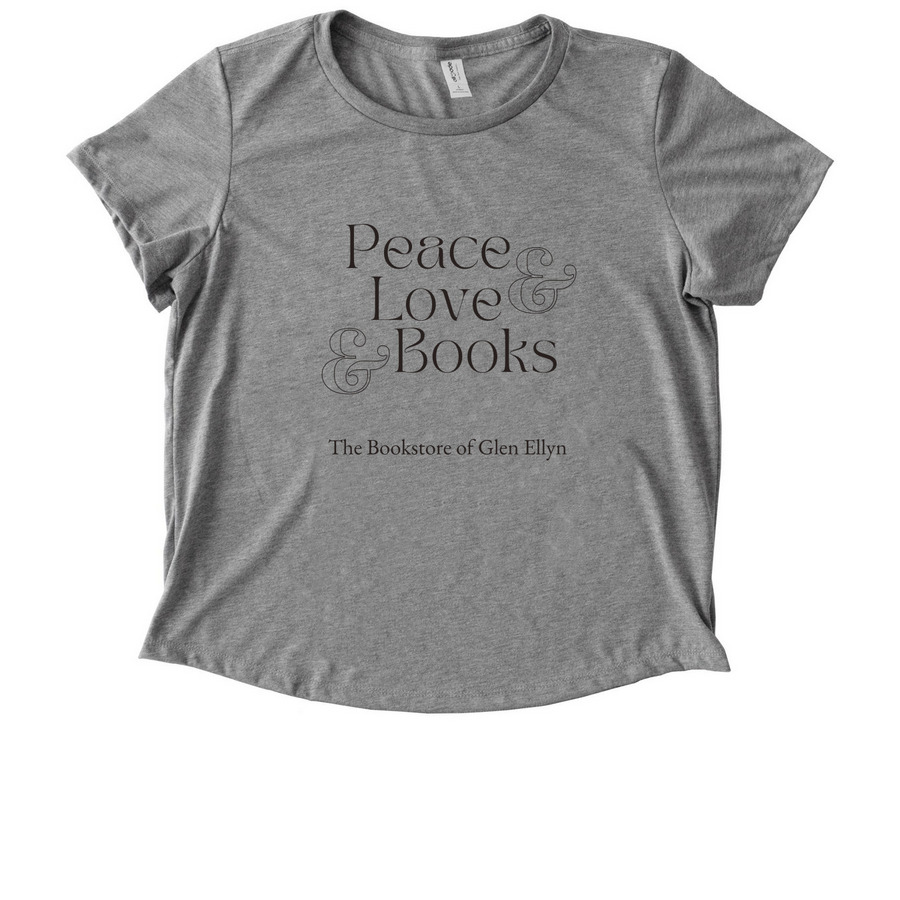 Peace, Love, Books Black, a Aluminum Grey Allmade Eco Triblend Women?s Scoop Neck Tee