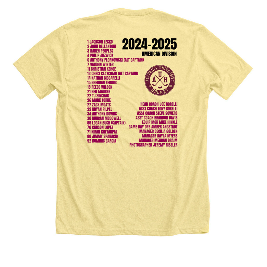 Back-2-Back Champs, a Heather Yellow Gold Premium Unisex Tee (back-view)