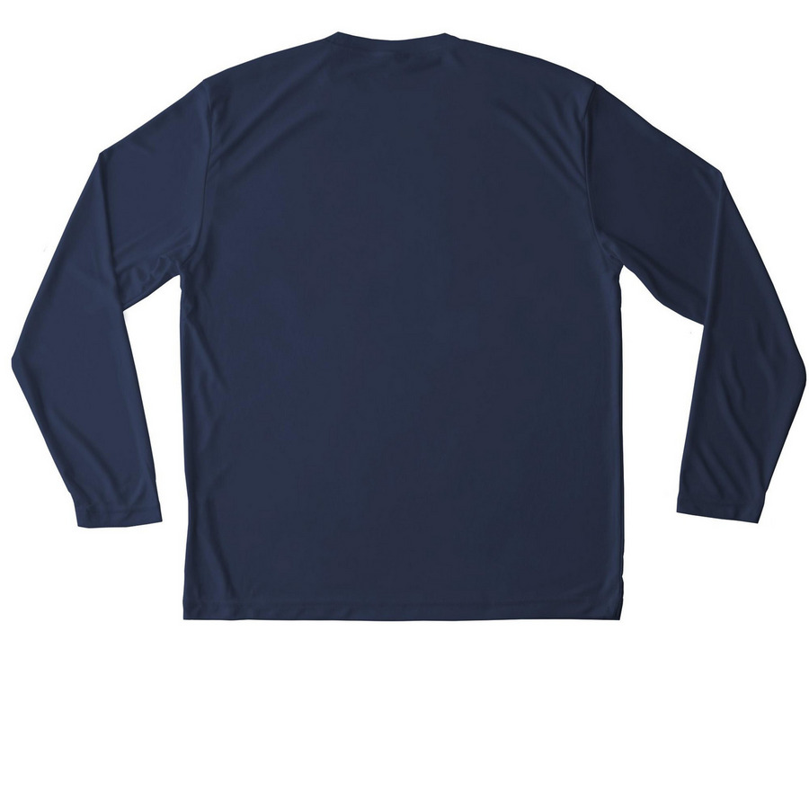 Save Our Sounds - Active Wear, a True Navy Unisex Performance Long Sleeve Tee (back-view)