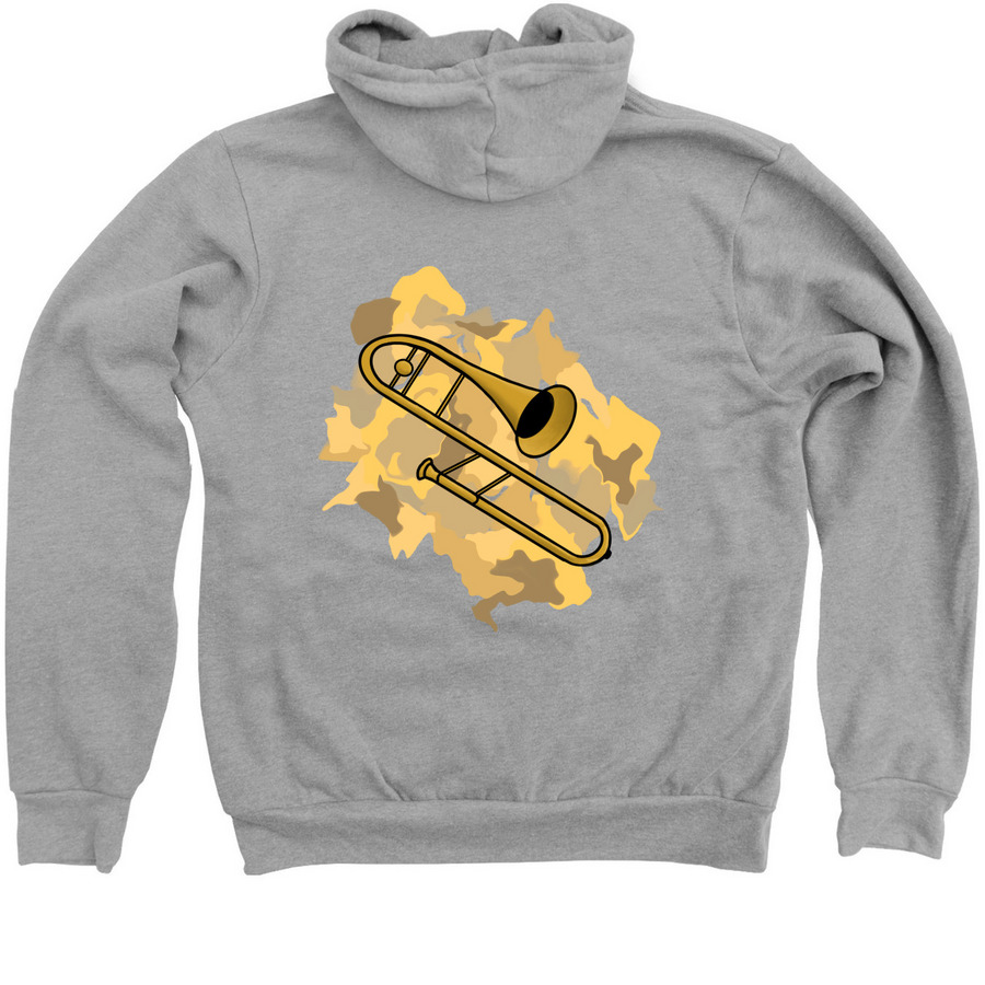 Trombone, a Athletic Heather Zip Up Hoodie (back-view)