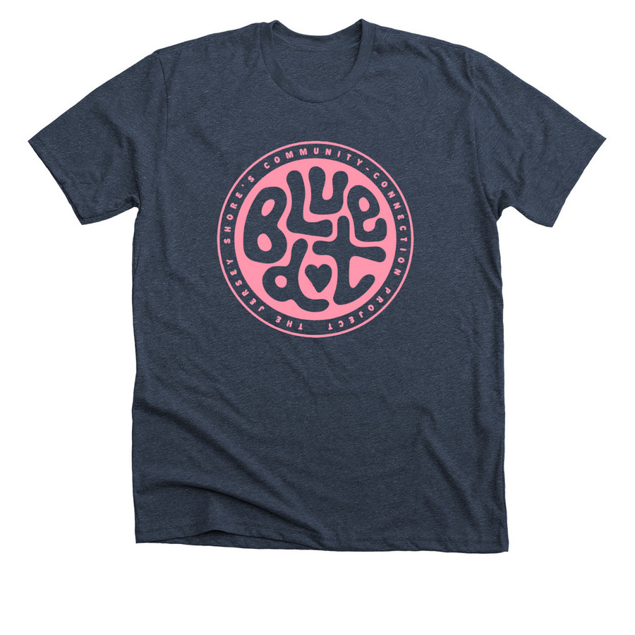 spread love blue dot merch, a Heather Midnight Navy Premium Unisex Tee