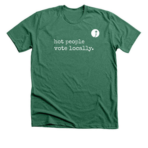 hot people vote locally, a Heather Grass Green Premium Unisex Tee