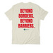 Beyond Borders. Beyond Barriers. Tee, a White Sand Allmade Organic Cotton Unisex Tee (back-view)