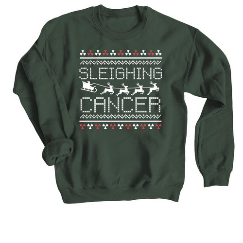 Sleighing&nbsp;Cancer&nbsp;Ugly&nbsp;Christmas 'Sweater', a Forest Crewneck Sweatshirt