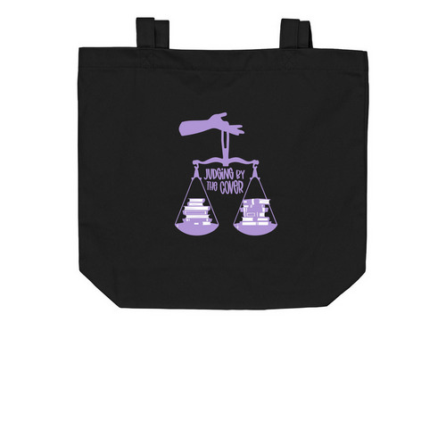 Judging by the Cover Logo Tote, a Black Organic Cotton Tote Bag