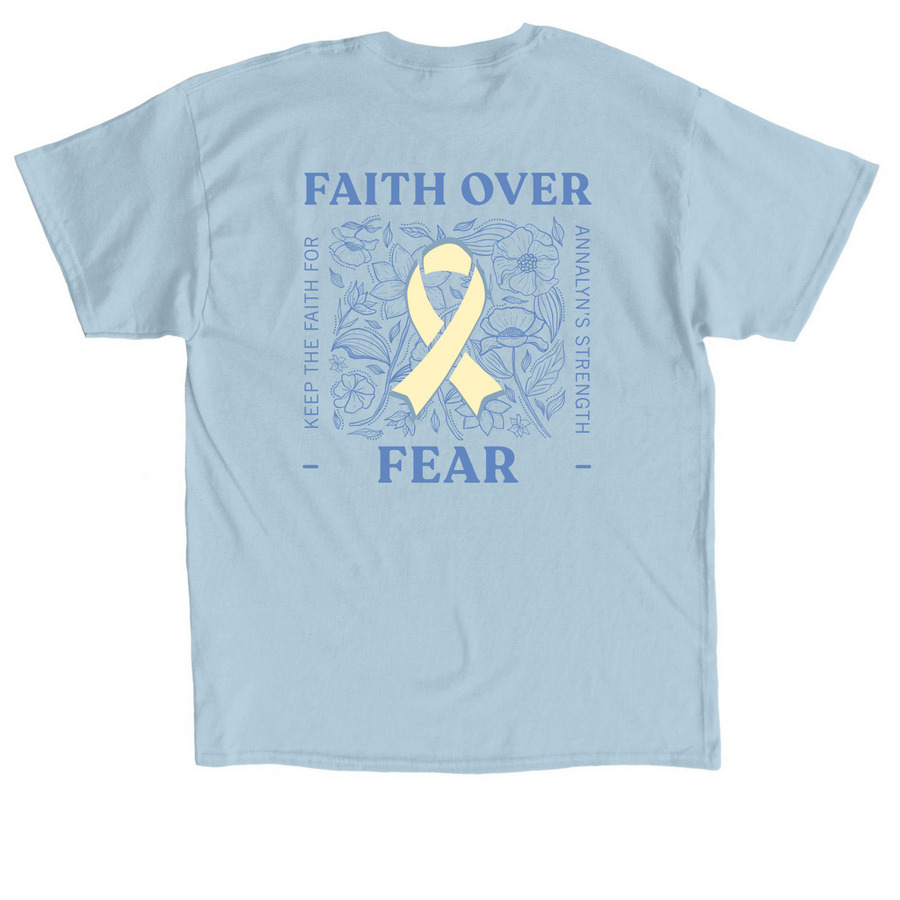 Faith Over Fear, a Light Blue Classic Unisex Tee (back-view)