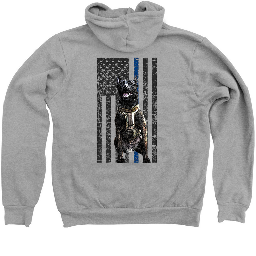 Vesting Oakland County Area K9s: K9 Maverick, a Athletic Heather Zip Up Hoodie (back-view)