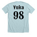 Hykuzia: Yuka (Light ver.), a Heather Ice Blue Premium Unisex Tee (back-view)