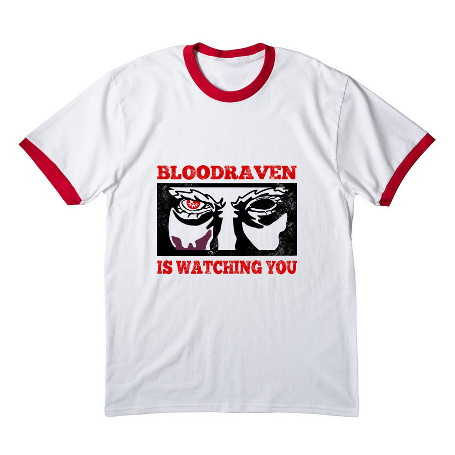 Bloodraven is watching you, a White/ Red Cotton Ringer Tee