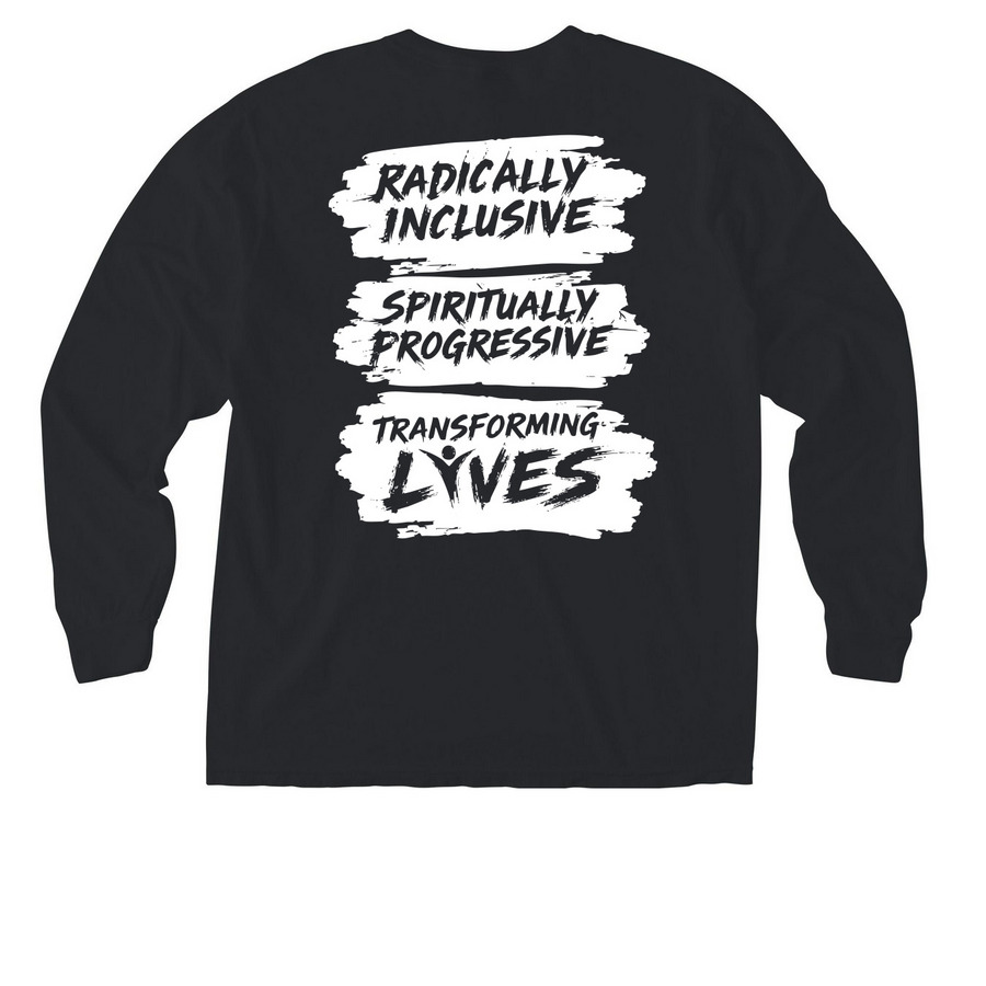 CSLDallas White Logo & Motto (Pocket Tees), a Black Comfort Colors Long Sleeve Pocket Tee (back-view)