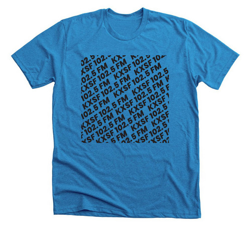 KXSF Slant Tee, a Neon Blue Premium Unisex Tee