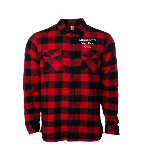 Land of 10k Discs Flannel, a Red/ Black Unisex Flannel Shirt