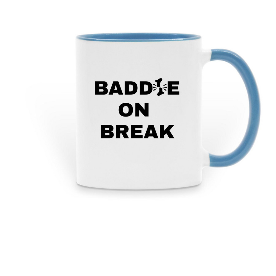 ?Break A Leg? Coffee Mug, a Light Blue Two-Tone Ceramic Mug