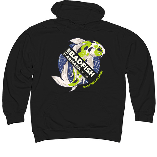 BadFish Winter Wear!, a Black Midweight Pullover Hoodie