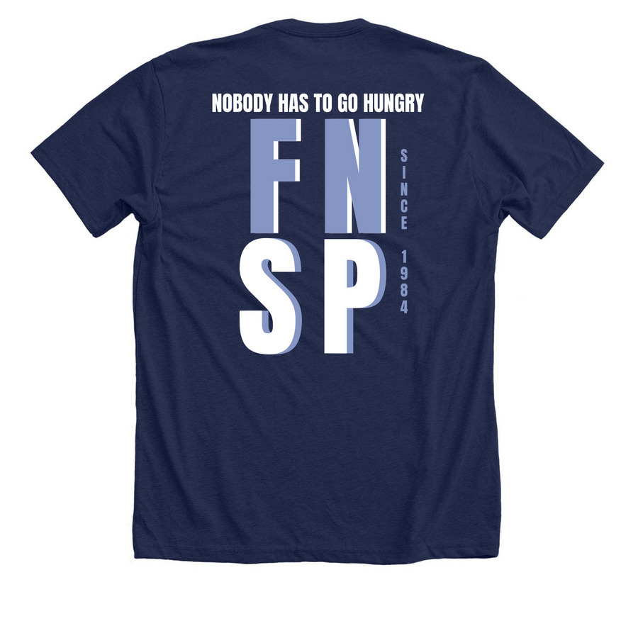 FNSP MERCH! Support the Walk for Hunger, a Solid Navy Blend Premium Unisex Tee (back-view)