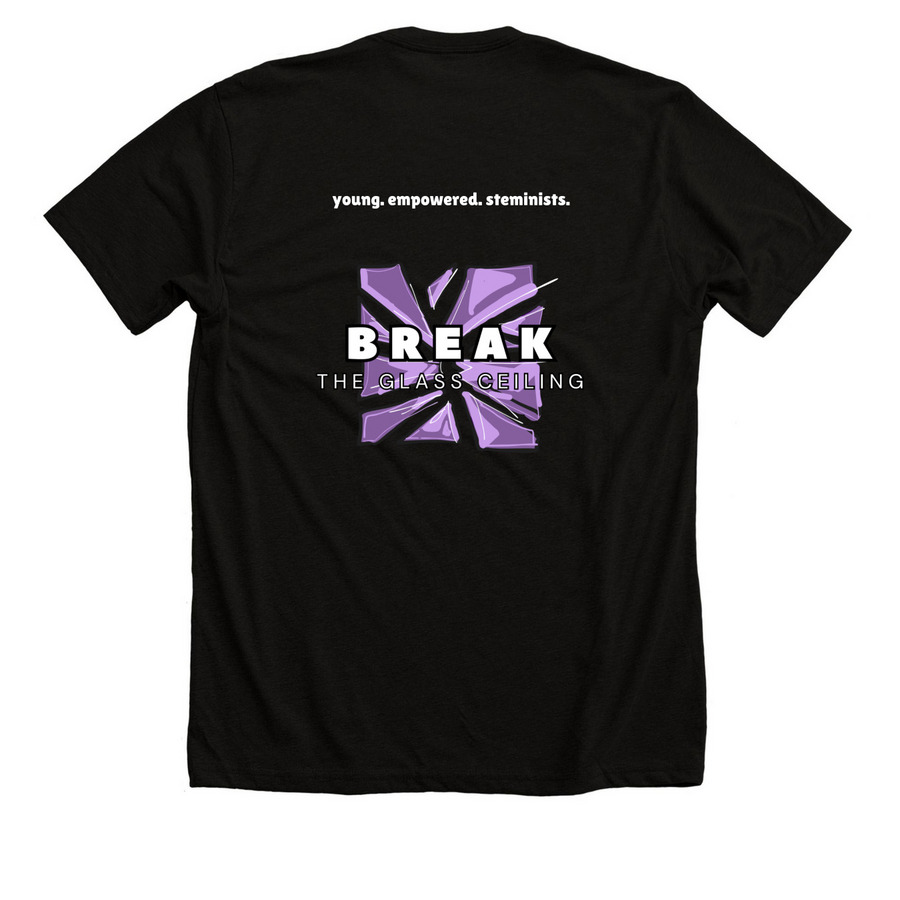 Break The Glass Ceiling, a Solid Black Blend Premium Unisex Tee (back-view)