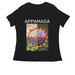 Appamada School Mandala - 100% Cotton V-Neck, a Black Women's Relaxed V-Neck Tee