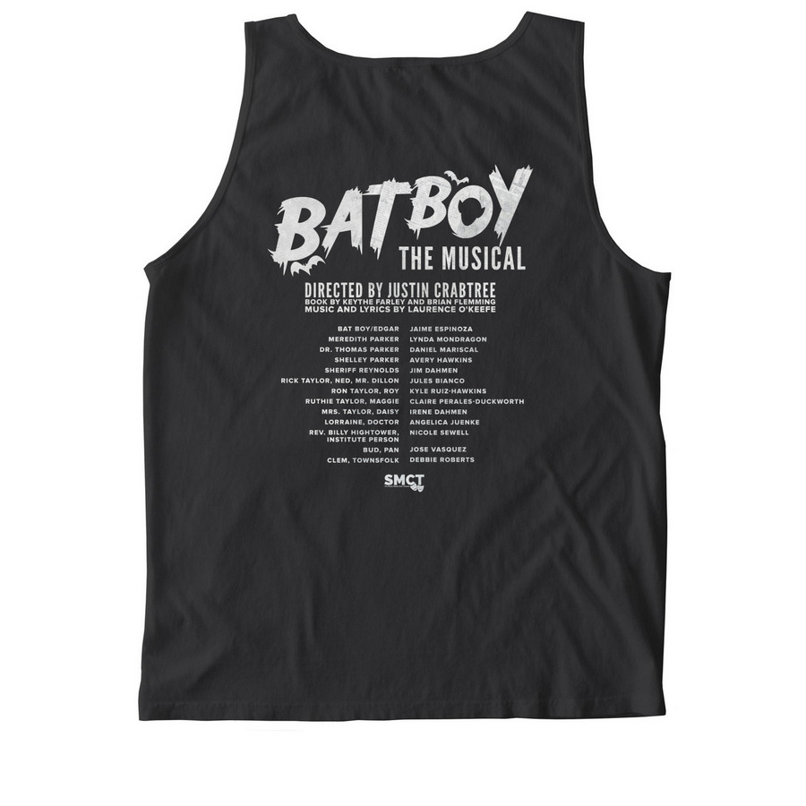 Bat Boy The Musical Merch, a Black Comfort Colors Tank Top (back-view)