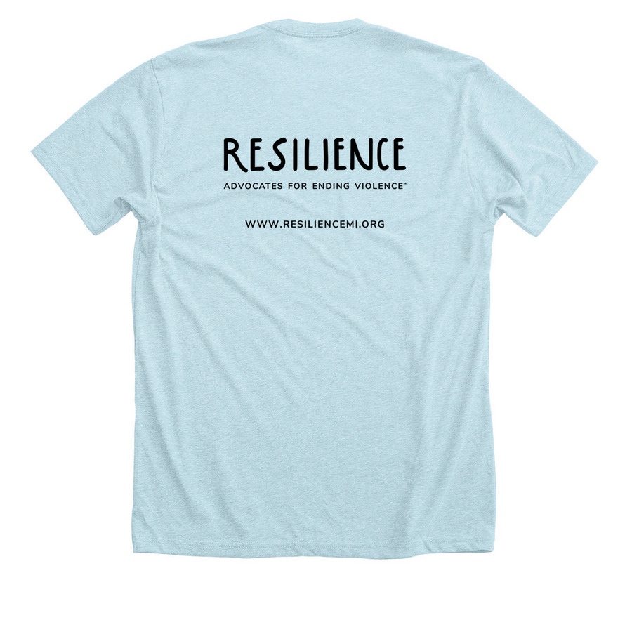 My Body Belongs To Me, a Heather Ice Blue Premium Unisex Tee (back-view)