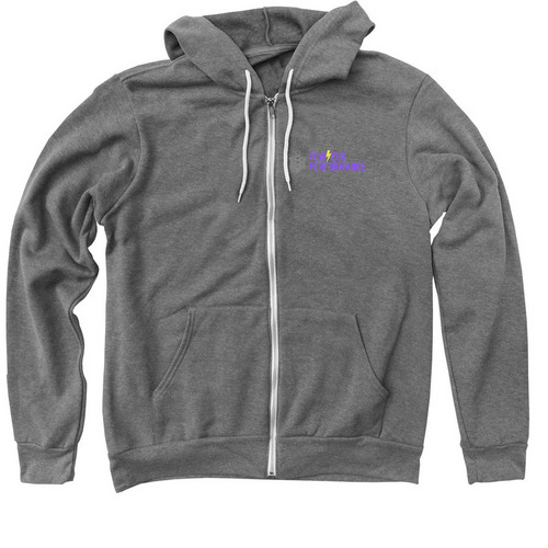 Powless Performance Zip-Up Hoodie, a Deep Heather Zip Up Hoodie