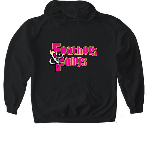 Feathers & Fangs Hoodie, a Black Gildan Softstyle Pullover Hoodie