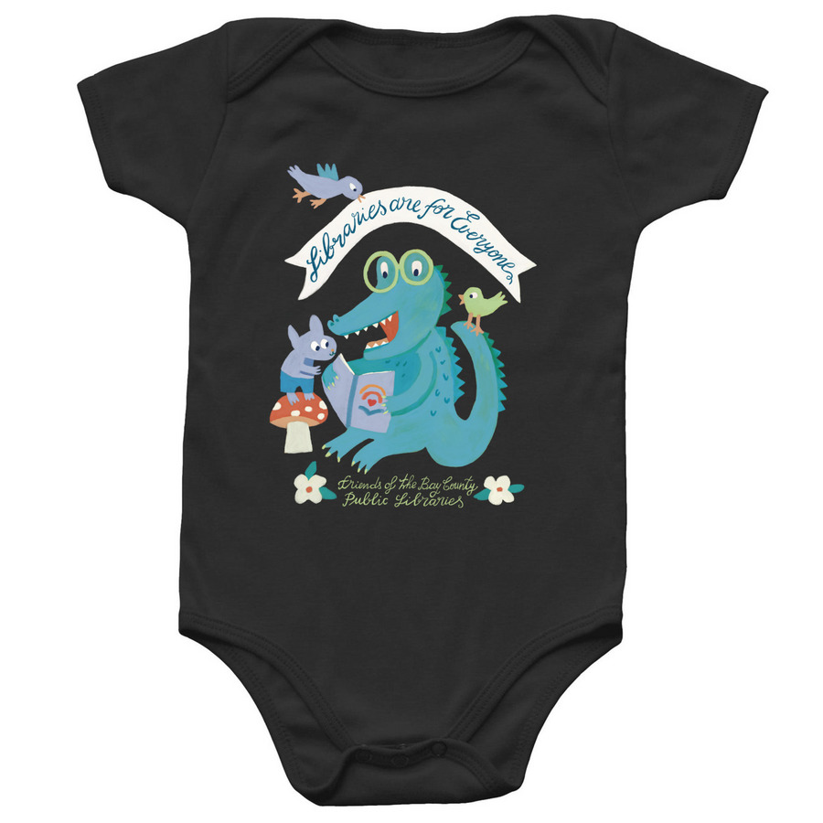Libraries Are For Everyone (Infant Onesie), a Black Infant Onesie