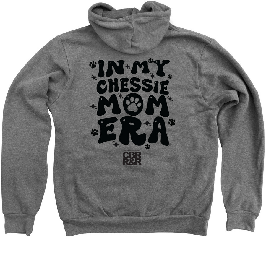 In My Chessie Mom Era (Design on back), a Deep Heather Zip Up Hoodie (back-view)