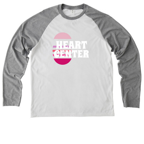 Heart center, a Aluminum Grey/ Bright White Allmade Eco Triblend Colorblock Raglan Long Sleeve Tee