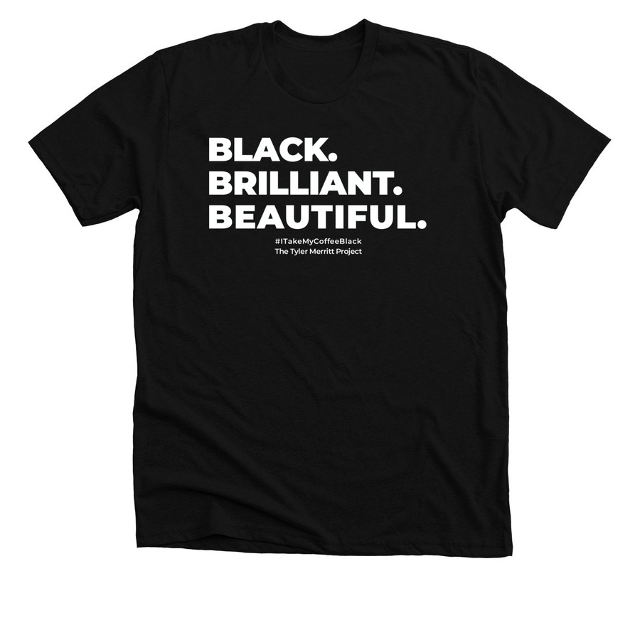 Black. Brilliant. Beautiful. ADULT, a Solid Black Blend Premium Unisex Tee