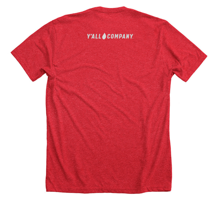 Y'all Rise Above North Carolina, a Heather Red Premium Unisex Tee (back-view)