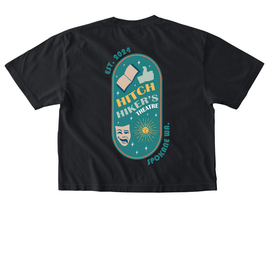 Hitchhiker's Theatre Shirts and Sweaters, a Black Comfort Colors Boxy Tee (back-view)