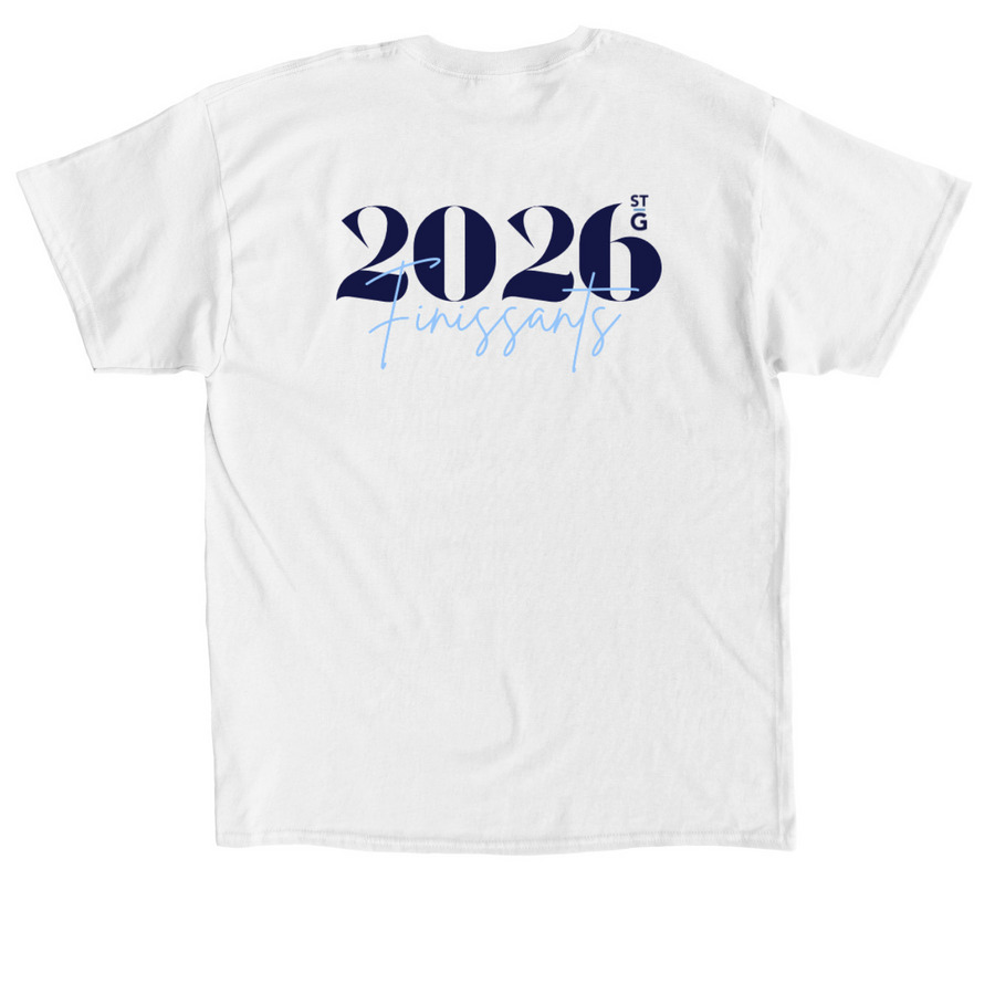 Finissants 2026 (Blanc,Gris) ? Saint-Gabriel, a White Classic Unisex Tee (back-view)