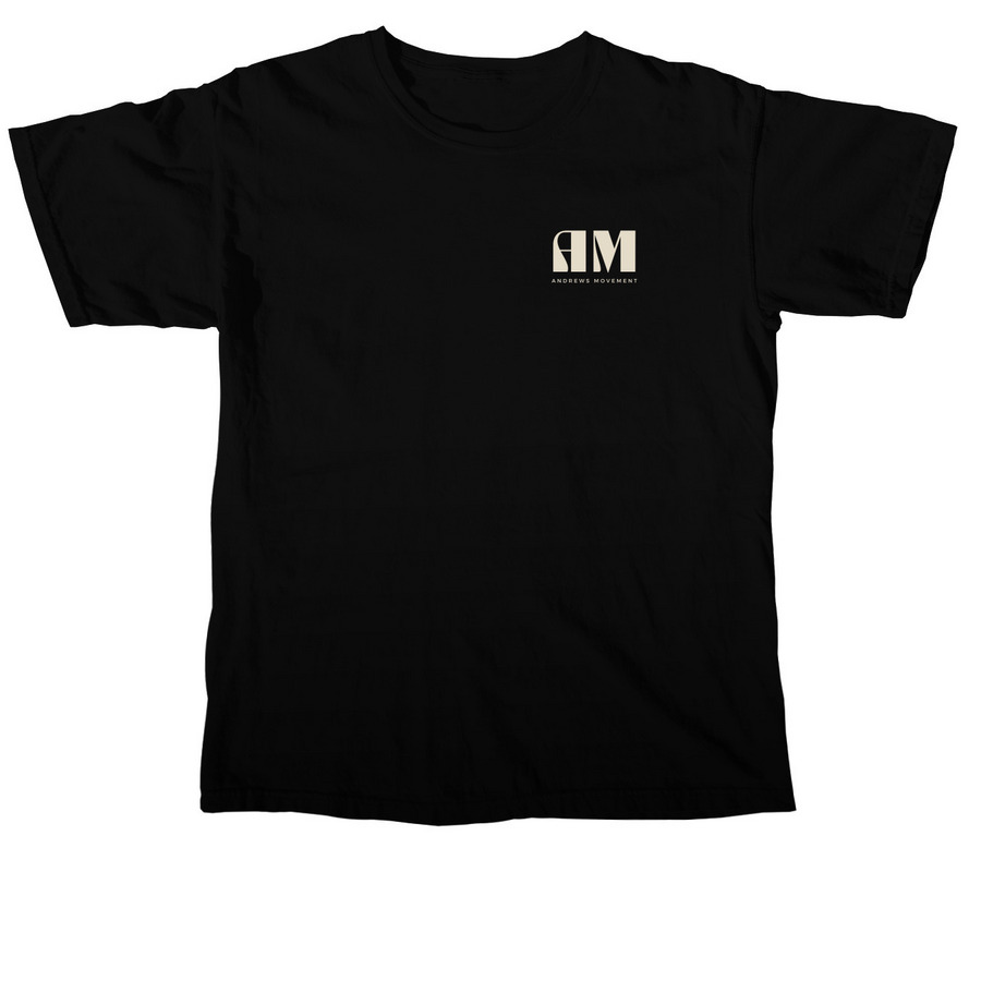 AM Company T-Shirt (Cream Logo), a Black Comfort Colors Unisex Tee