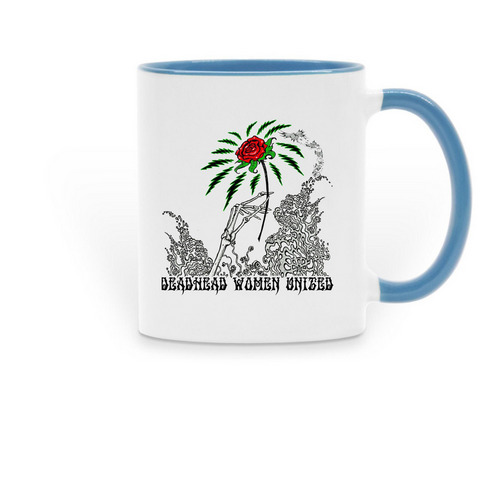 Deadhead Women Coffee Mug, a Light Blue Two-Tone Ceramic Mug