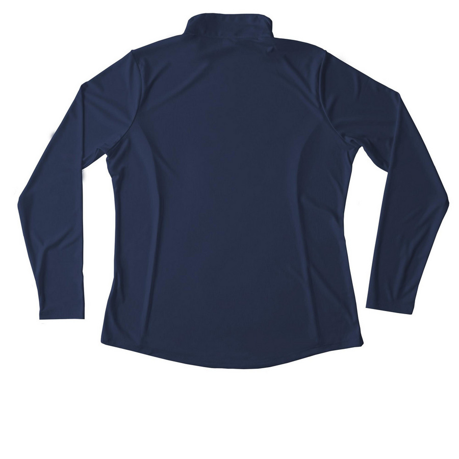 Fitted Quarter Zip, a True Navy Women's Performance Quarter Zip Pullover (back-view)