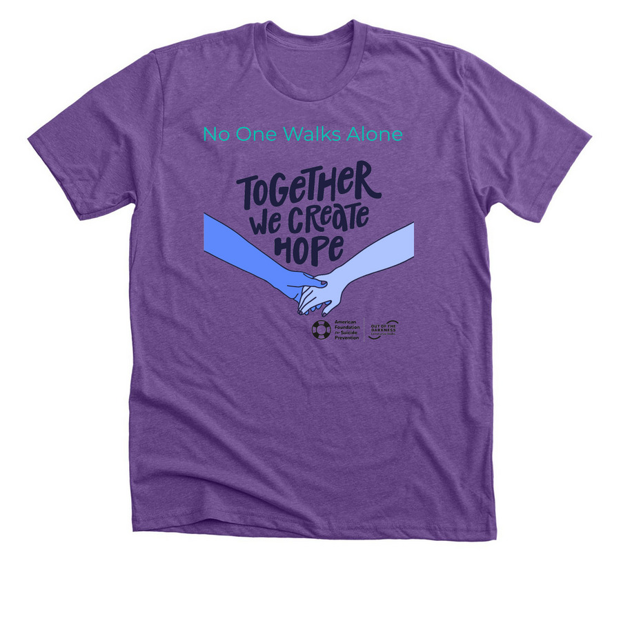 No One Walks Alone, a Heather Team Purple Premium Unisex Tee