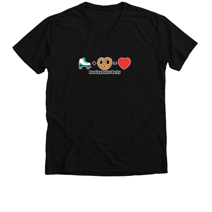 Roller Skate + Pretzel = Heart, a Solid Black Blend Premium V-Neck Tee